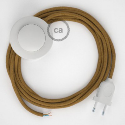 Cableado para lámpara de pie, cable RC31 Algodón Miel Dorado 3 m. Elige tu el color de la clavija y del interruptor!