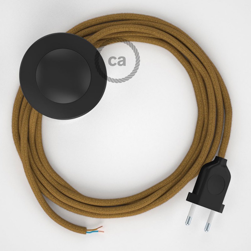 Cableado para lámpara de pie, cable RC31 Algodón Miel Dorado 3 m. Elige tu el color de la clavija y del interruptor!