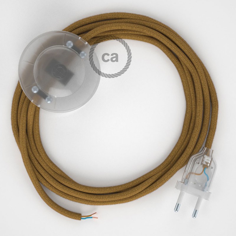 Cableado para lámpara de pie, cable RC31 Algodón Miel Dorado 3 m. Elige tu el color de la clavija y del interruptor!