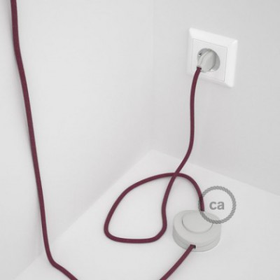 Cableado para lámpara de pie, cable RC32 Algodón Rojo Violeta 3 m. Elige tu el color de la clavija y del interruptor!