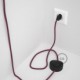Cableado para lámpara de pie, cable RC32 Algodón Rojo Violeta 3 m. Elige tu el color de la clavija y del interruptor!
