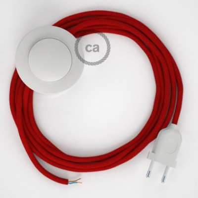 Cableado para lámpara de pie, cable RC35 Algodón Rojo Fuego 3 m. Elige tu el color de la clavija y del interruptor!