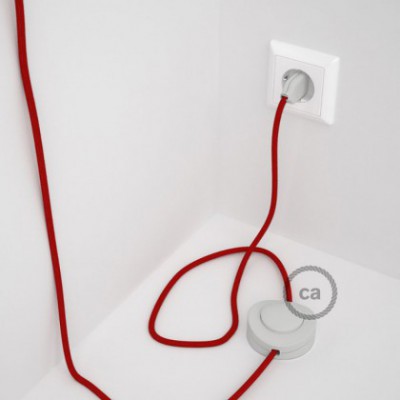 Cableado para lámpara de pie, cable RC35 Algodón Rojo Fuego 3 m. Elige tu el color de la clavija y del interruptor!