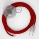 Cableado para lámpara de pie, cable RC35 Algodón Rojo Fuego 3 m. Elige tu el color de la clavija y del interruptor!