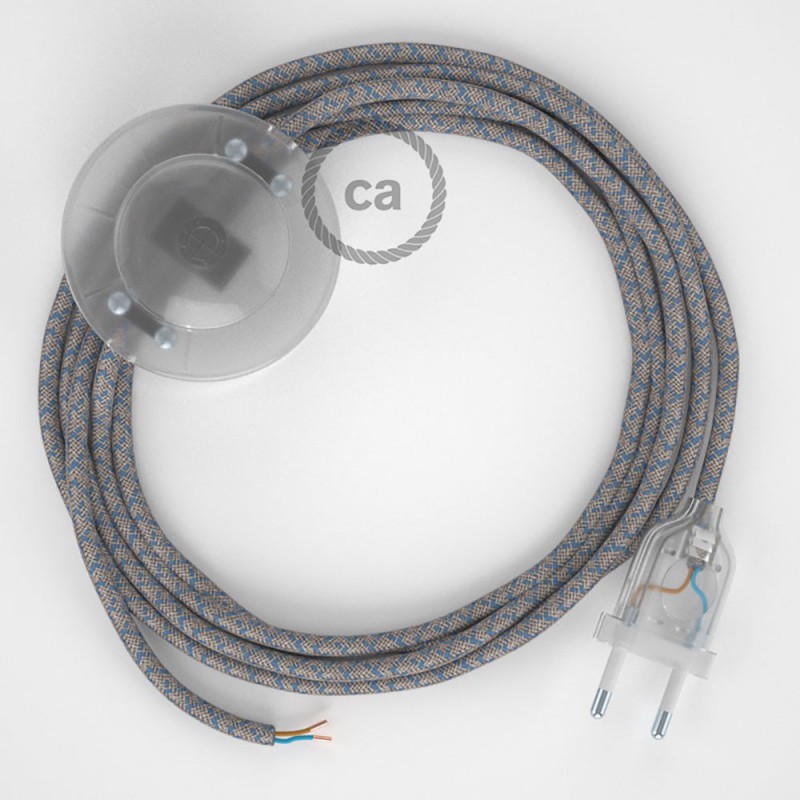 Cableado para lámpara de pie, cable RD65 Rombo Azul Steward 3 m. Elige tu el color de la clavija y del interruptor!