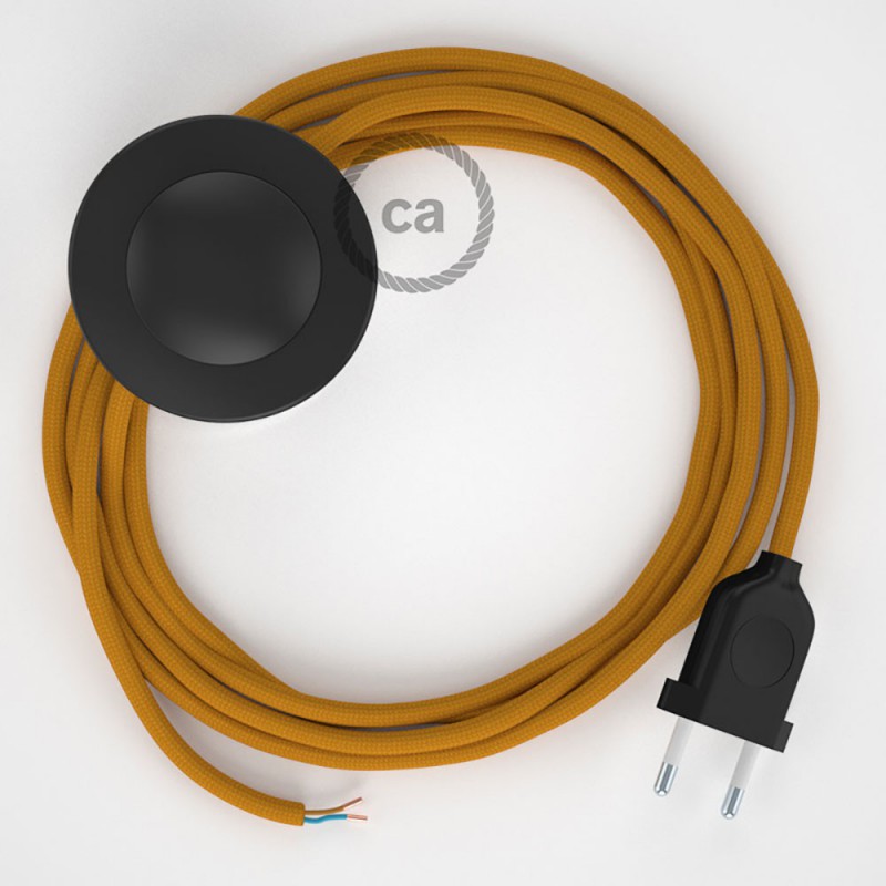 Cableado para lámpara de pie, cable RM25 Efecto Seda Mostaza 3 m. Elige tu el color de la clavija y del interruptor!