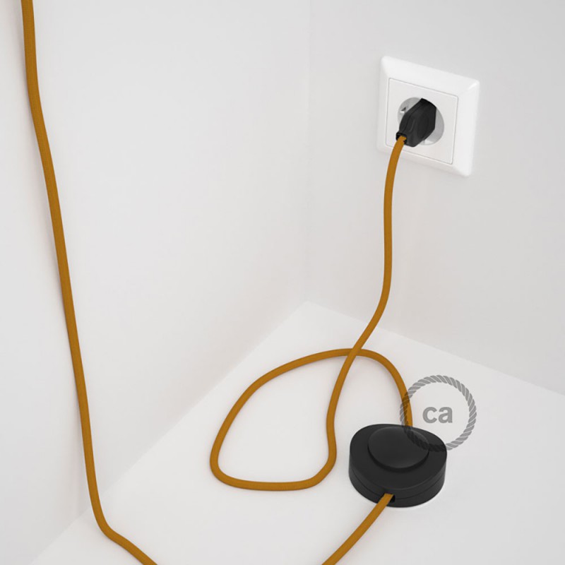 Cableado para lámpara de pie, cable RM25 Efecto Seda Mostaza 3 m. Elige tu el color de la clavija y del interruptor!