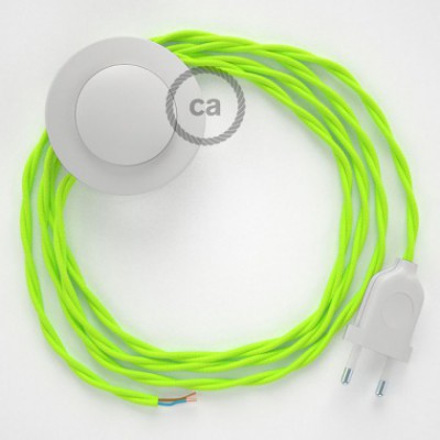 Cableado para lámpara de pie, cable TF10 Efecto Seda Amarillo Fluo 3 m. Elige tu el color de la clavija y del interruptor!