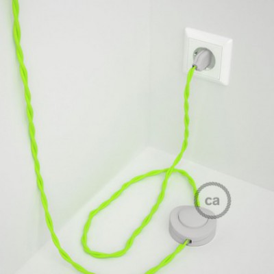 Cableado para lámpara de pie, cable TF10 Efecto Seda Amarillo Fluo 3 m. Elige tu el color de la clavija y del interruptor!