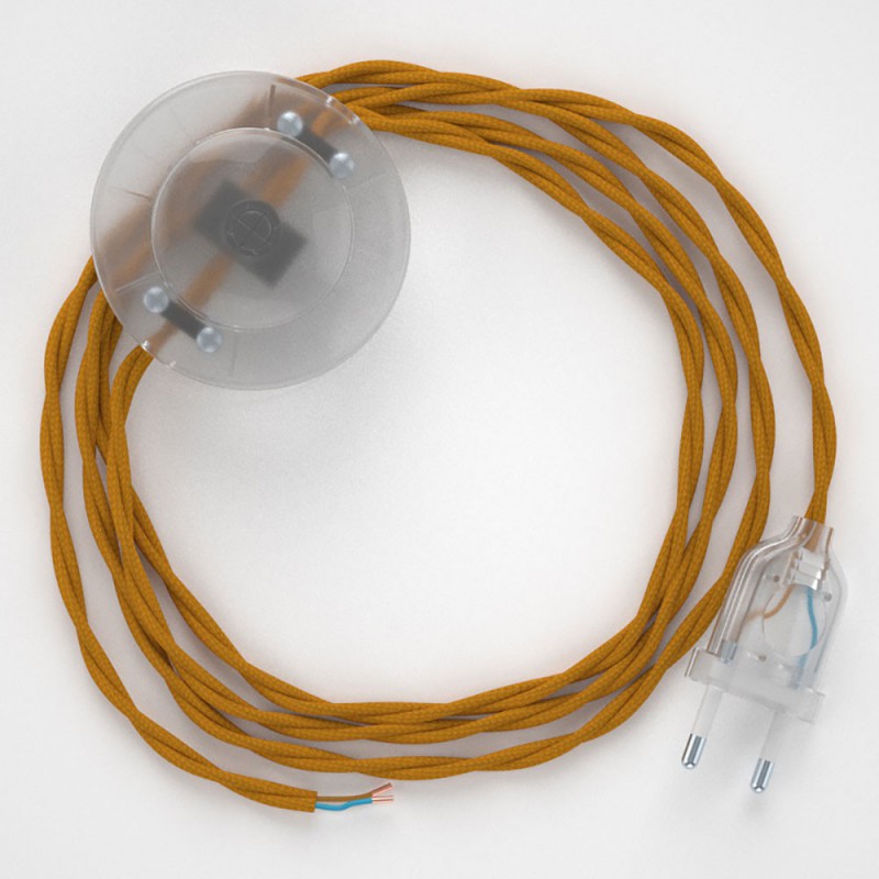 Cableado para lámpara de pie, cable TM25 Efecto Seda Mostaza 3 m. Elige tu el color de la clavija y del interruptor!