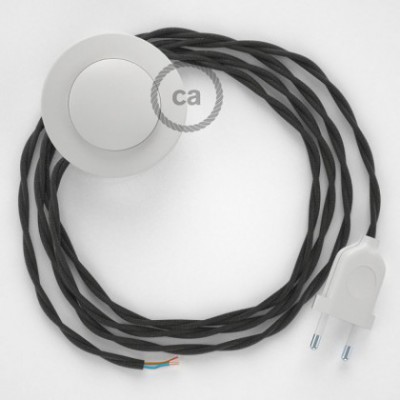 Cableado para lámpara de pie, cable TM26 Efecto Seda Gris Oscuro 3 m. Elige tu el color de la clavija y del interruptor!