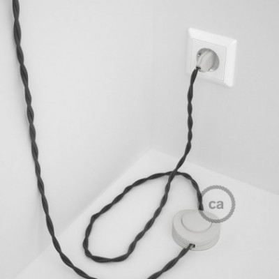Cableado para lámpara de pie, cable TM26 Efecto Seda Gris Oscuro 3 m. Elige tu el color de la clavija y del interruptor!