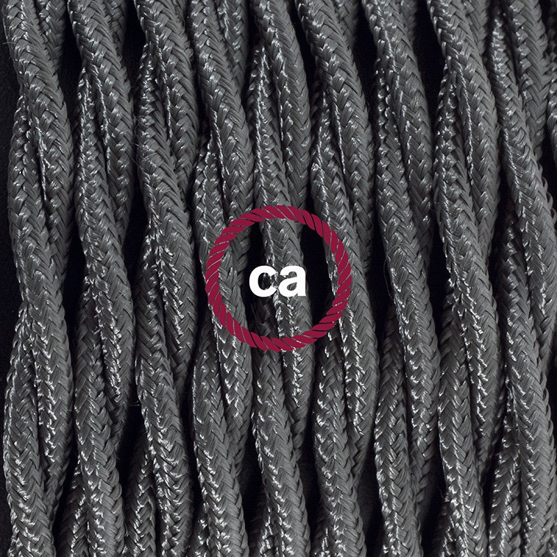 Cableado para lámpara de pie, cable TM26 Efecto Seda Gris Oscuro 3 m. Elige tu el color de la clavija y del interruptor!