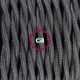 Cableado para lámpara de pie, cable TM26 Efecto Seda Gris Oscuro 3 m. Elige tu el color de la clavija y del interruptor!