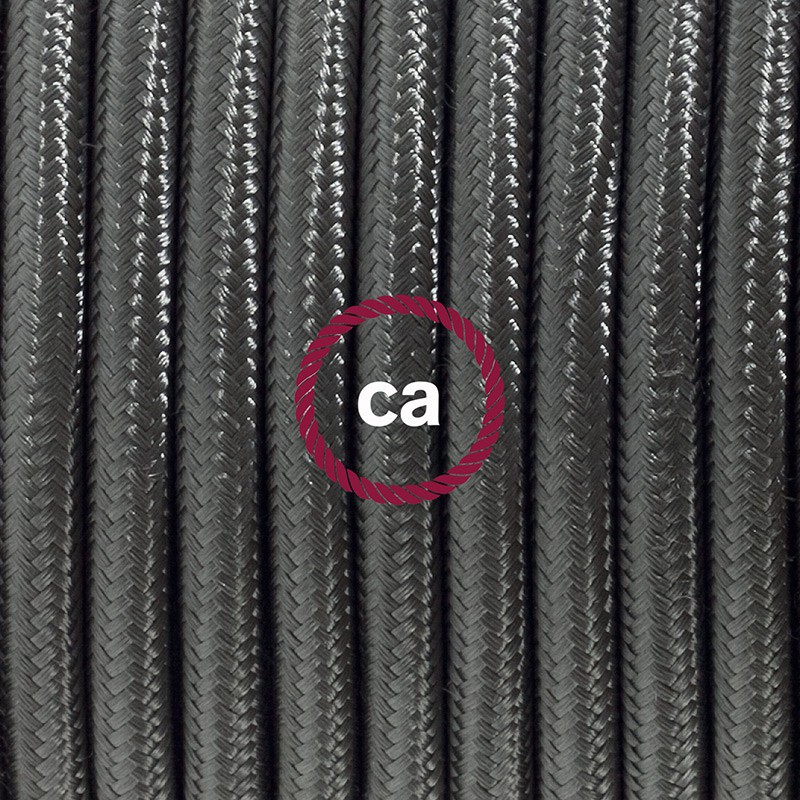 Cableado para lámpara de pie, cable RM26 Efecto Seda Gris Oscuro 3 m. Elige tu el color de la clavija y del interruptor!