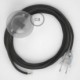 Cableado para lámpara de pie, cable RM26 Efecto Seda Gris Oscuro 3 m. Elige tu el color de la clavija y del interruptor!