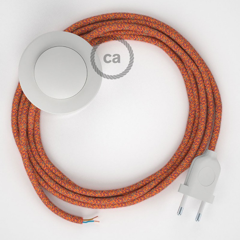 Cableado para lámpara de pie, cable RX07 Algodón Indian Summer 3 m. Elige tu el color de la clavija y del interruptor!
