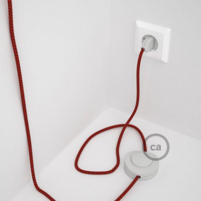 Cableado para lámpara de pie, cable RT94 Efecto Seda Red Devil 3 m. Elige tu el color de la clavija y del interruptor!