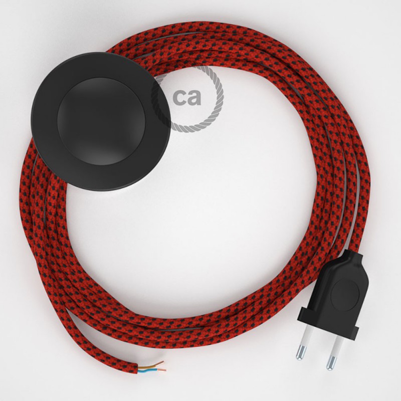 Cableado para lámpara de pie, cable RT94 Efecto Seda Red Devil 3 m. Elige tu el color de la clavija y del interruptor!