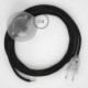 Cableado para lámpara de pie, cable RL04 Efecto Seda Glitter Negro 3 m. Elige tu el color de la clavija y del interruptor!