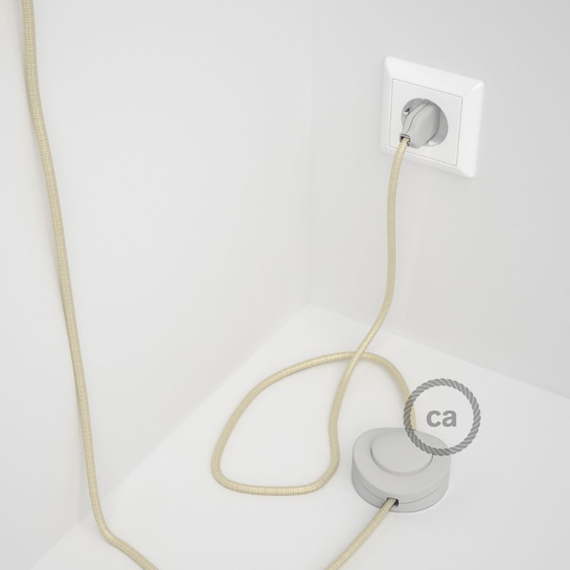 Cableado para lámpara de pie, cable RM00 Efecto Seda Marfil 3 m. Elige tu el color de la clavija y del interruptor!