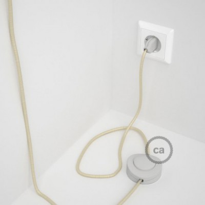 Cableado para lámpara de pie, cable RM00 Efecto Seda Marfil 3 m. Elige tu el color de la clavija y del interruptor!