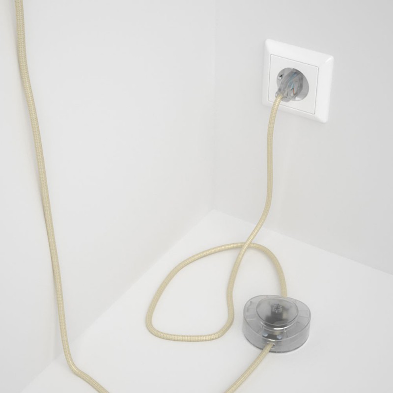 Cableado para lámpara de pie, cable RM00 Efecto Seda Marfil 3 m. Elige tu el color de la clavija y del interruptor!
