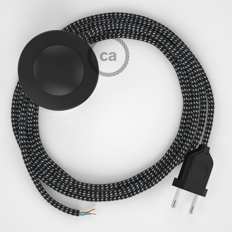 Cableado para lámpara de pie, cable RT41 Efecto Seda Estrellas 3 m. Elige tu el color de la clavija y del interruptor!