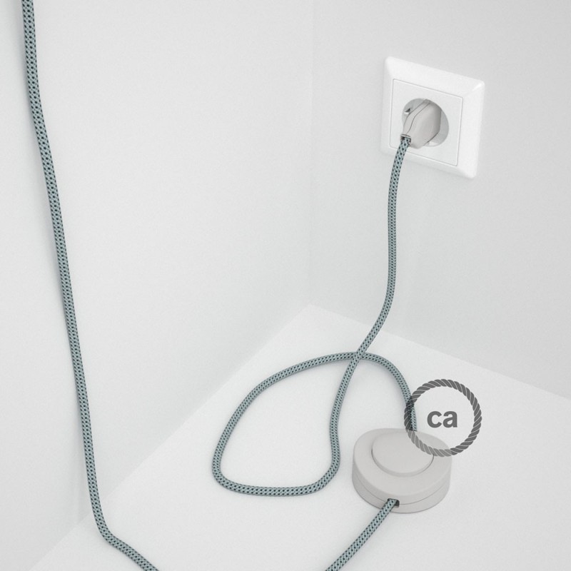 Cableado para lámpara de pie, cable RT14 Efecto Seda Stracciatella 3 m. Elige tu el color de la clavija y del interruptor!