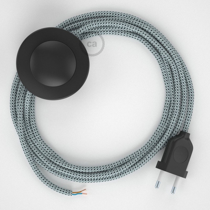 Cableado para lámpara de pie, cable RT14 Efecto Seda Stracciatella 3 m. Elige tu el color de la clavija y del interruptor!