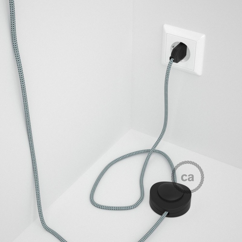 Cableado para lámpara de pie, cable RT14 Efecto Seda Stracciatella 3 m. Elige tu el color de la clavija y del interruptor!