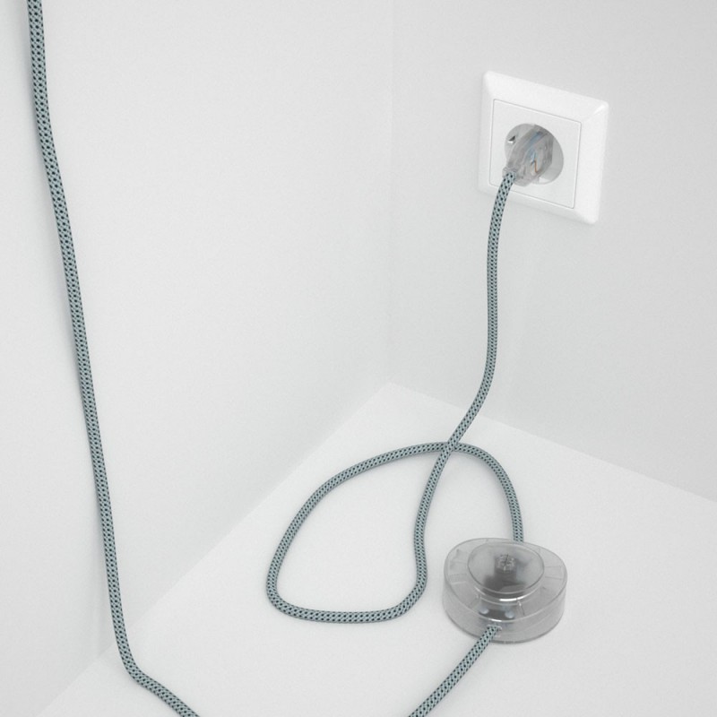 Cableado para lámpara de pie, cable RT14 Efecto Seda Stracciatella 3 m. Elige tu el color de la clavija y del interruptor!