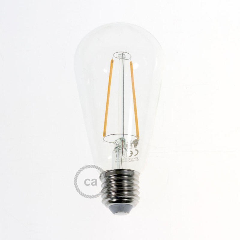 Bombilla Transparente LED Edison ST64 Filamento Largo 4W Decorativa Vintage 2200K