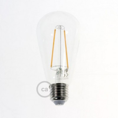 Bombilla Transparente LED Edison ST64 Filamento Largo 4W Decorativa Vintage 2200K
