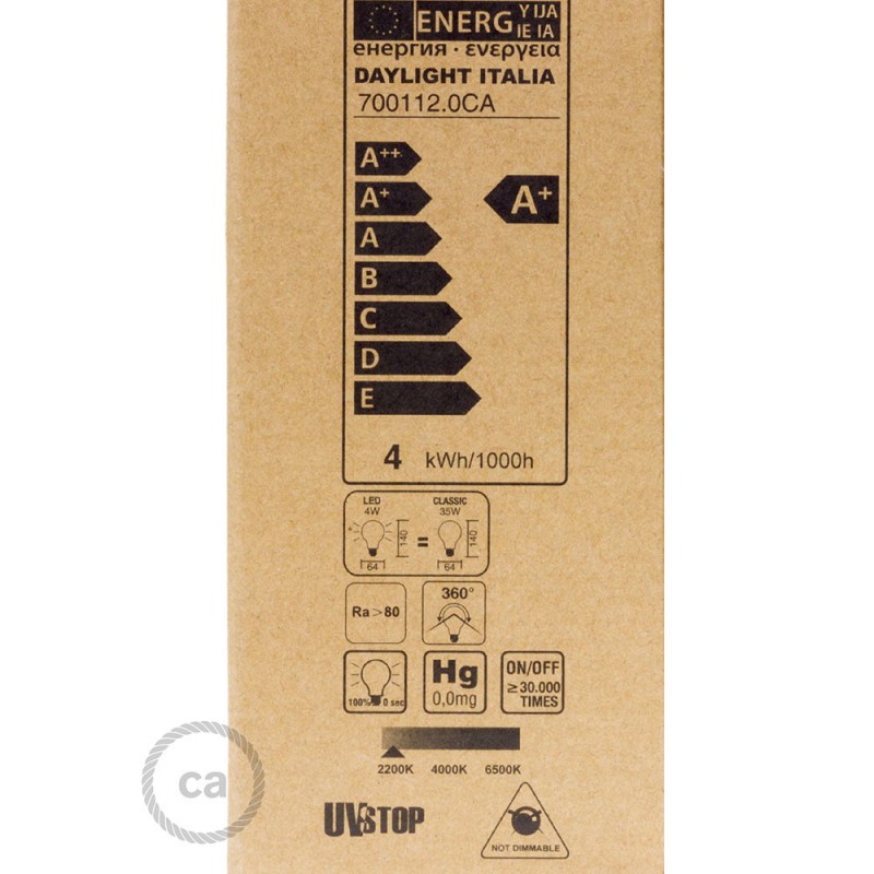 Bombilla Transparente LED Edison ST64 Filamento Largo 4W Decorativa Vintage 2200K