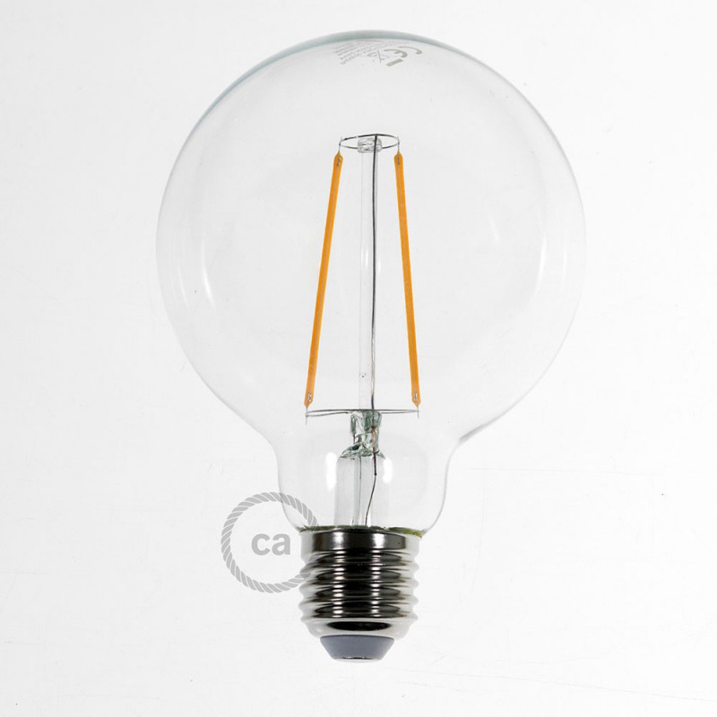 Bombilla Transparente LED Globo G95 Filamento Largo 4W Decorativa Vintage 2200K