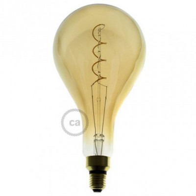 Bombilla Dorada LED XXL Pera A165 Filamento Curvado con Doble Espiral 5W E27 Dimmable 2000K