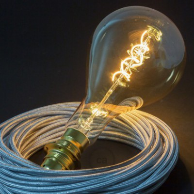 Bombilla Dorada LED XXL Pera A165 Filamento Curvado con Doble Espiral 5W E27 Dimmable 2000K