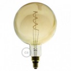 Bombilla Dorada LED XXL Esfera G200 Filamento Curvado con Doble Espiral 5W E27 Dimmable 2000K