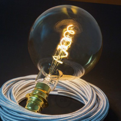 Bombilla Dorada LED XXL Esfera G200 Filamento Curvado con Doble Espiral 5W E27 Dimmable 2000K