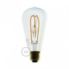 Bombilla Transparente LED Edison ST64 Filamento Curvado con Doble Loop 5W E27 Dimmable 2200K