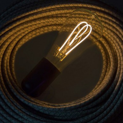 Bombilla Transparente LED Edison ST64 Filamento Curvado con Doble Loop 5W E27 Dimmable 2200K