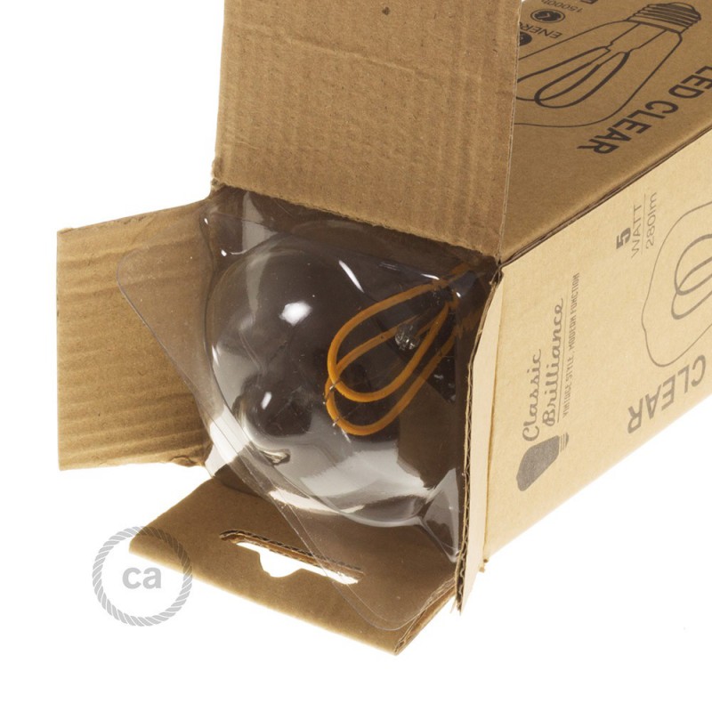 Bombilla Transparente LED Edison ST64 Filamento Curvado con Doble Loop 5W E27 Dimmable 2200K