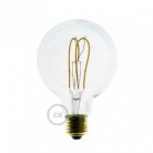 Bombilla Transparente LED Globo G95 Filamento Curvado con Doble Loop 5W E27 Dimmable 2200K