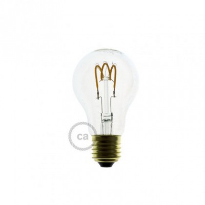 Bombilla Transparente LED Standard A60 Filamento Curvado con Espiral 3W E27 Dimmable 2200K