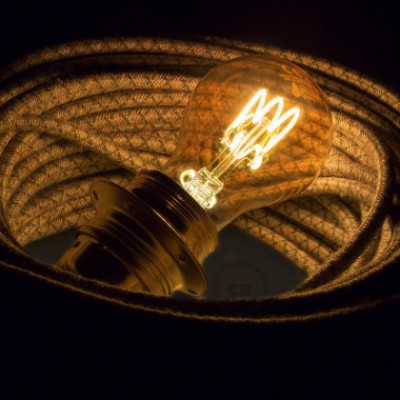 Bombilla Dorada LED Standard A60 Filamento Curvado con Espiral 3W E27 Dimmable 2000K