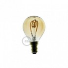 Bombilla Dorada LED Esfera G45 Filamento Curvado con Espiral 3W E14 Dimmable 2000K