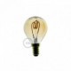Bombilla Dorada LED Esfera G45 Filamento Curvado con Espiral 3W E14 Dimmable 2000K