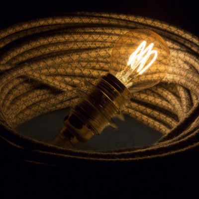 Bombilla Dorada LED Esfera G45 Filamento Curvado con Espiral 3W E14 Dimmable 2000K