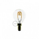 Bombilla Transparente LED Esfera G45 Filamento Curvado con Espiral 3W E14 Dimmable 2200K